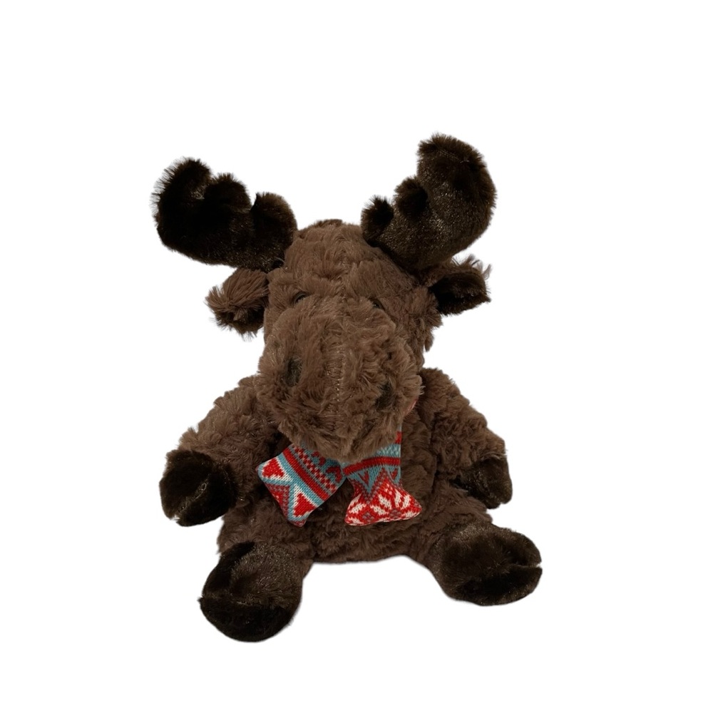 Dan Dee Moose Plush W/Snowflake Winter Scarf Christmas 11" Brown Stuffed Animal